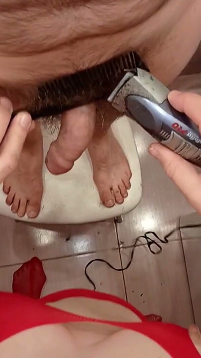 An erotic haircut for her husband, as requested by his wife. | Clip 1