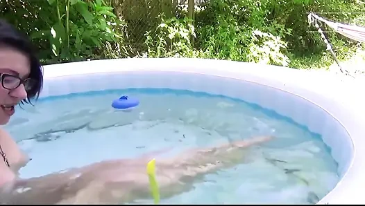 Tiddy Play in the Hot Tub