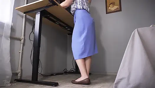 Watching Coworkers Legs in Slit Skirt