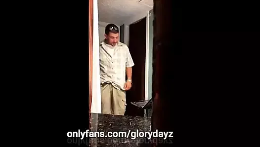 Hot guy with arm tattoo visits the gloryhole and shoots fast