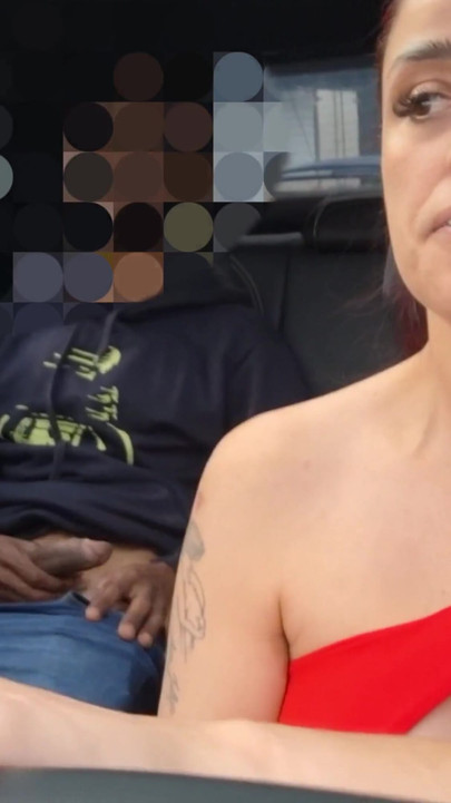App driver girl caught passenger with hard cock in the back seat! | Clip 1