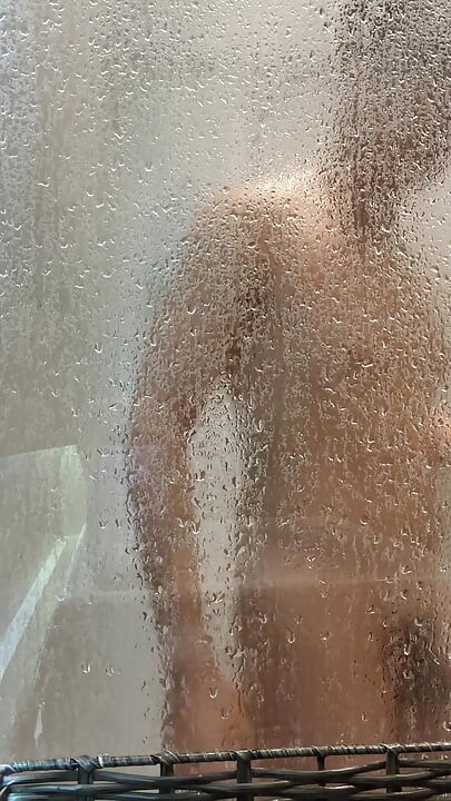 My step cousin came to visit and left the door open while he showered