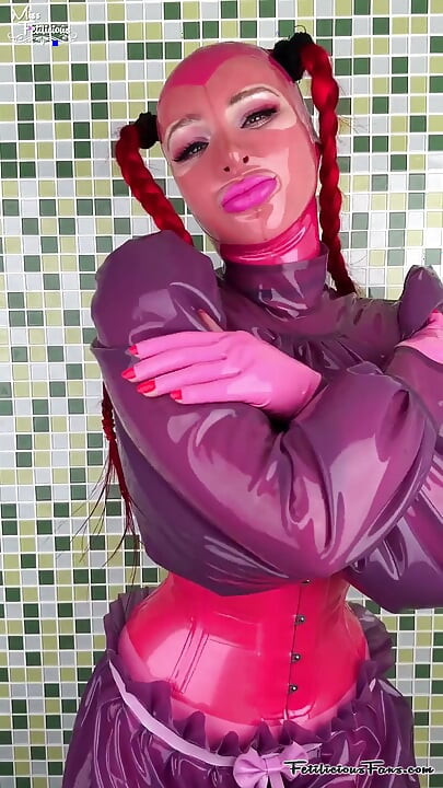 Miss Fetilicious Wears Pink and Purple Latex