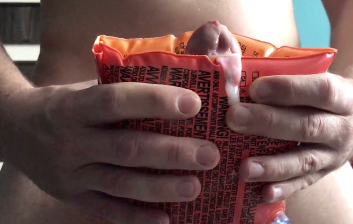 Huge CUMSHOT while FUCKING an inflatable armband