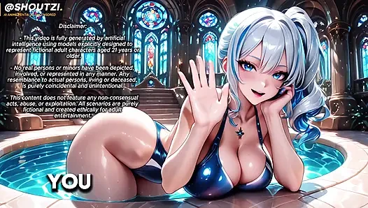 A Water Goddess Begs for Your Cock, Teasing to Deepthroat, Hard Fuck and Massive Facial