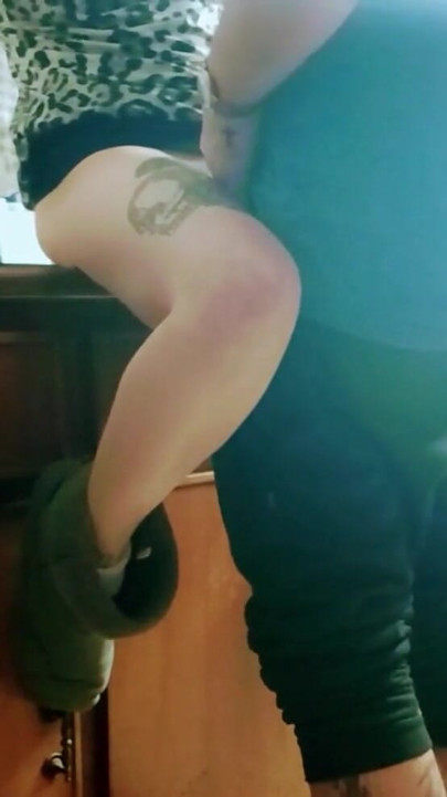 he fucked me in the kitchen while his friends watches | Clip 1