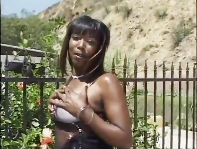 Sexy dikke kont zwart meisje poesje neuken grote zwarte pik zuigend in de tuin