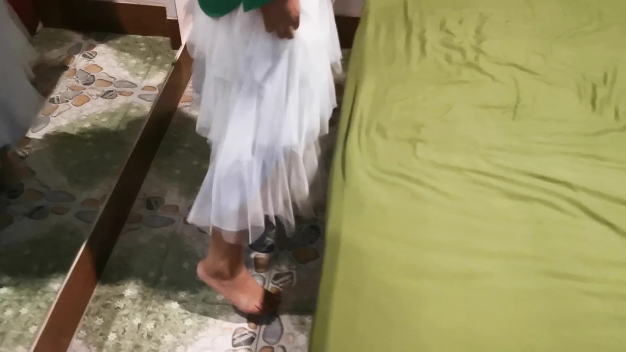 Hijab Girl Plucks Under A White Skirt