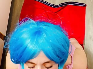 Blue Wig Blowjob