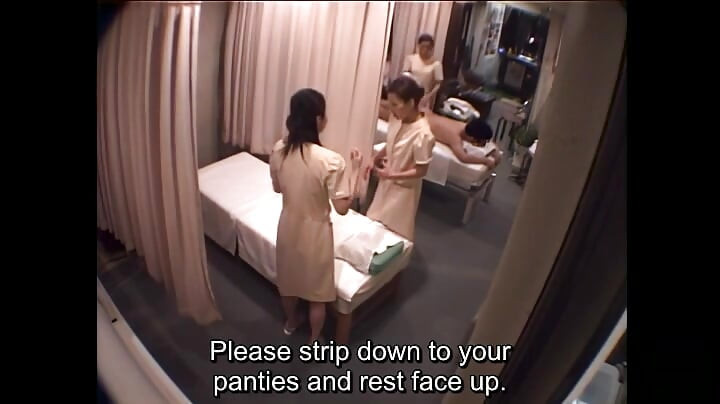 Bizarre Japanese all naked side by side chiropractic massage clinic