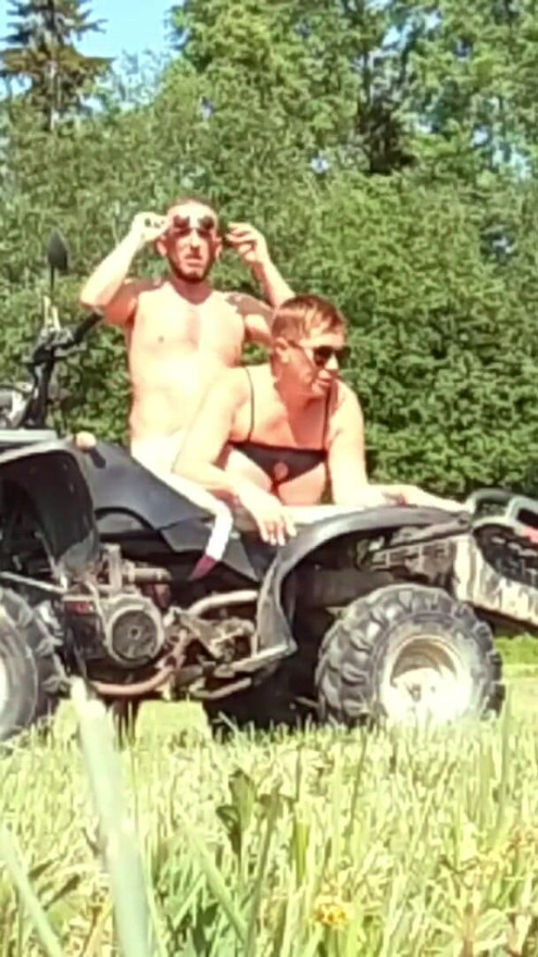 Took my stepmom for a ride on an ATV and fucked her | Clip 1