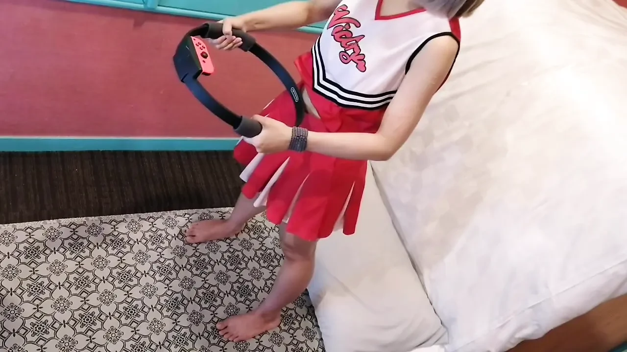 A Cute, Busty Married Woman Does Exercise 3 In A Sexy Cheerleader Costume. Peeking Down From Above. Home Made Amateur Private Shoot