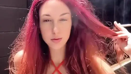 Italian Long hair big boobs Stepmom Artemisia Love smoking session outdoor