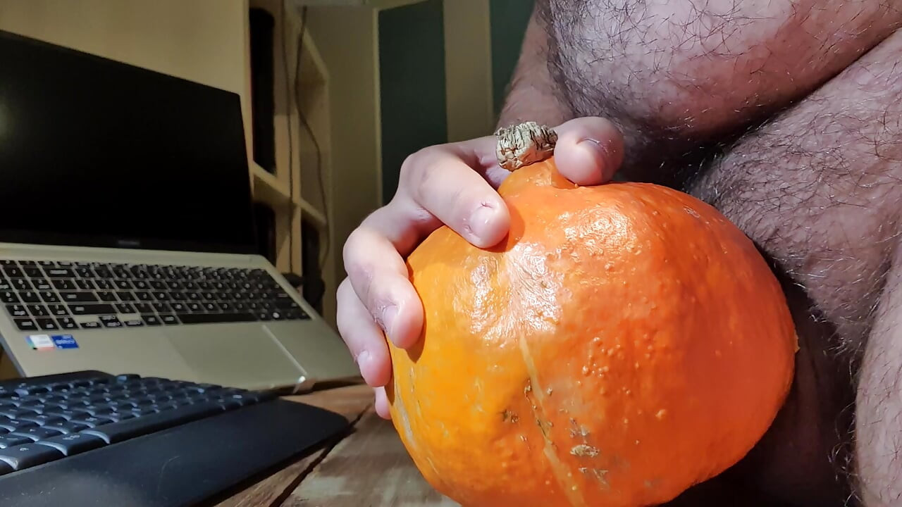 Fucking a pumpkin with my dick for dinner