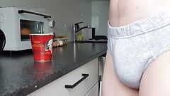 Perving at me while making coffee in briefs (requested)