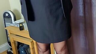 Ready for work in pantyhose. Do you think my boss will get a hard cock? I'm 54 and I hope he is into MILF and GILF xx