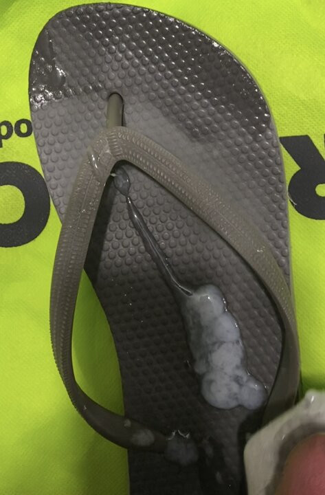 Another opportunity to play with her old flip flops!