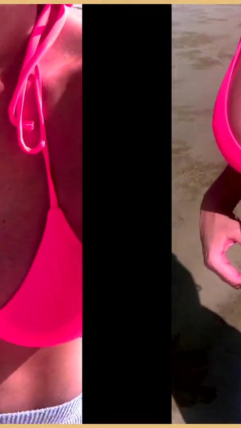 Key moment from "Wifey amazes strangers with a hot pink bikini flash"