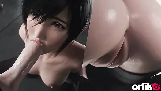Yuffie Final Fantasy 7, полностью обнаженный минет сервис - мокрая и грязная 4K, 3D анимация
