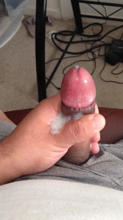 Uncut cock cumming