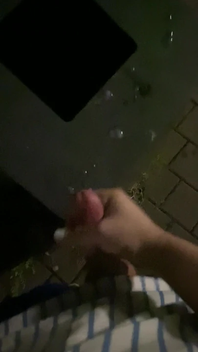 cumming on a trash can