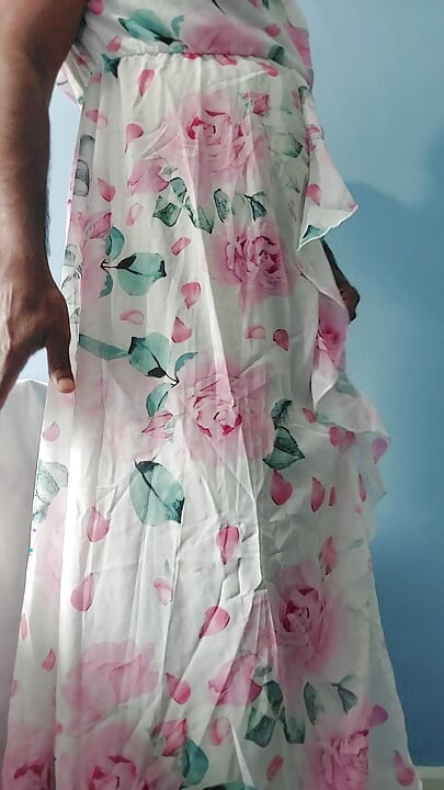 I'm masterbating wearing Split Roses Chiffon Seethrough Silk Frock