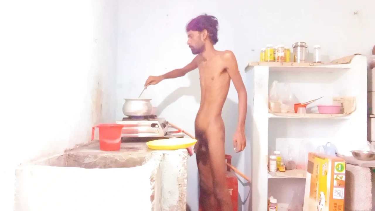 Part 3 Hot boy Rajeshplayboy993 Cooking video. Masturbating his big cock and moaning sounds