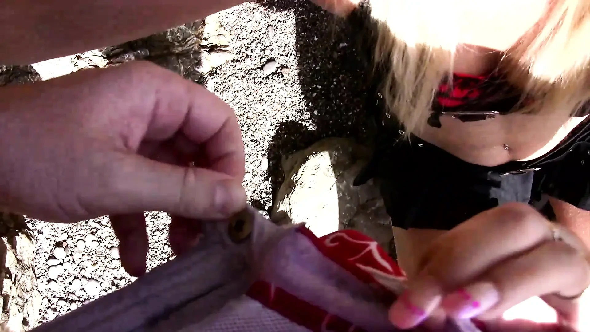 Cute French blonde gets fucked by a tourist at the beach