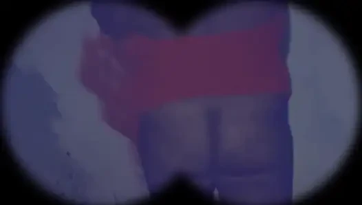 Evli komşu açık havada arka bahçede