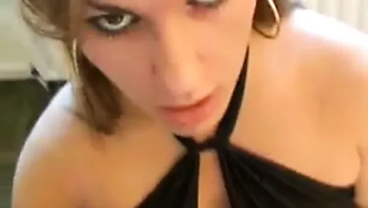 HJ with cum on her dress