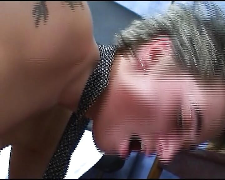 Slutty German bitch fucks old grannpa in the office