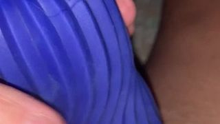 Stroking myself in panties with a Cock sleeve
