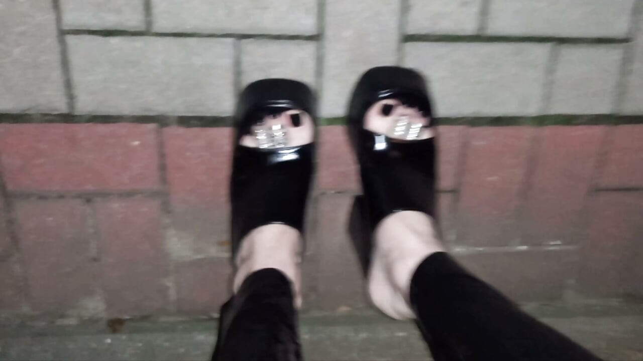 Alone at Night in Ultra-Tight Latex and Platform Mules Just to Make Men Stare and Drool