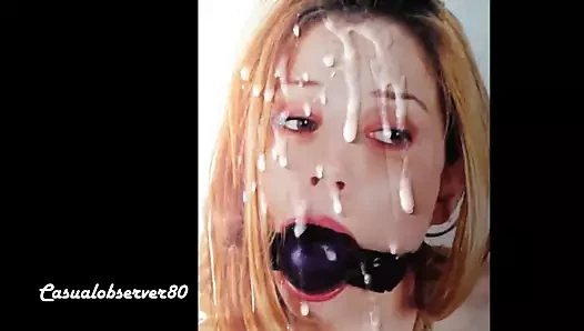 Heavy cum on ball gag