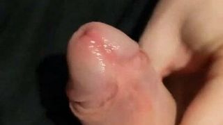 Slowly stroking my big wet cock with foreskin