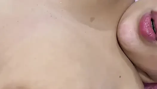 Hot mom loves to suck her tits very tasty