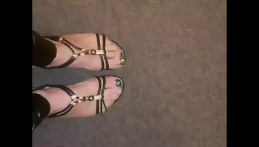 I made a quick feet teaser with my irradescent glitter nail polish I feel so sexy with painted toes