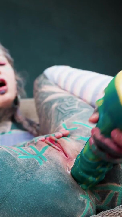 Inked Hippie's Solo Dildo Ass play and ANAL Fuck Big Cock | Clip 1