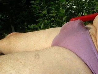 Wearing only my panty in my backyard (1)
