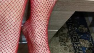 feet nylon red