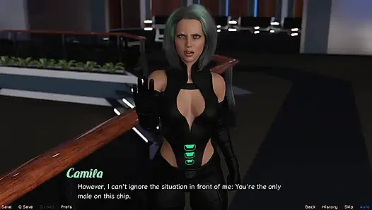 Uzayda Mahsur Kalmış - Striptizci Orta Yaşlı Seksi Kadın Büyük Göğüslerini Teşhir Ediyor