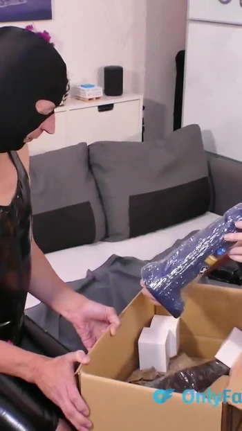 Epic moment from "Unboxing my new strap on harness and silicone dildos"