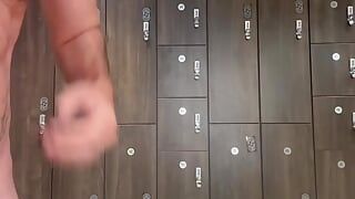 Jerking off in gym lockers. Almost got caught. Continued after till i came