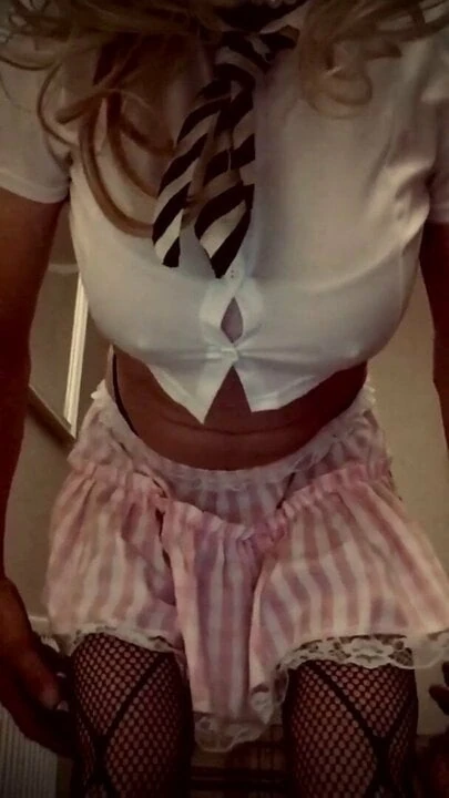 Naughty slutty school girl crossdresser