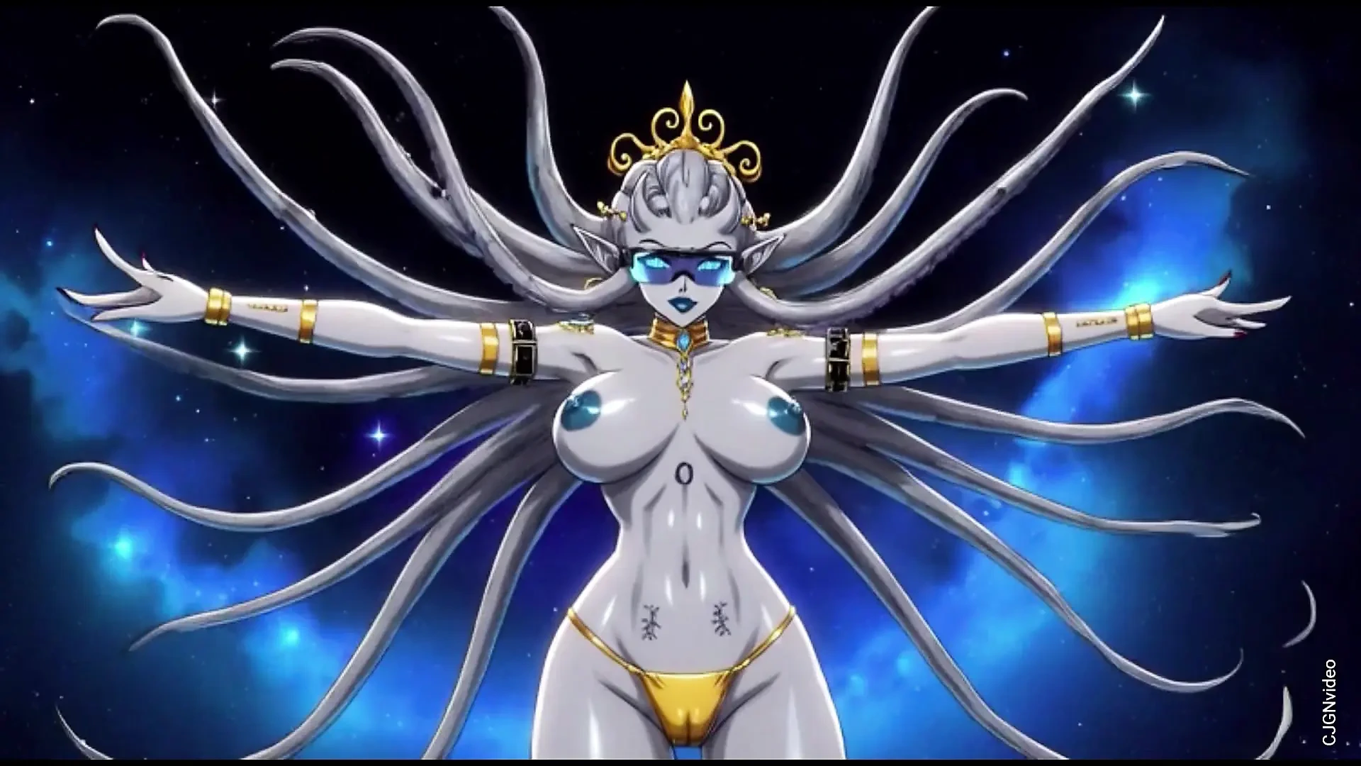 My Alien girlfriend topless in space (Ai animation)