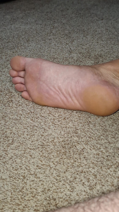 Stroking my cock waiting for my neighbor to arrive and tease it for me with her cute little feet