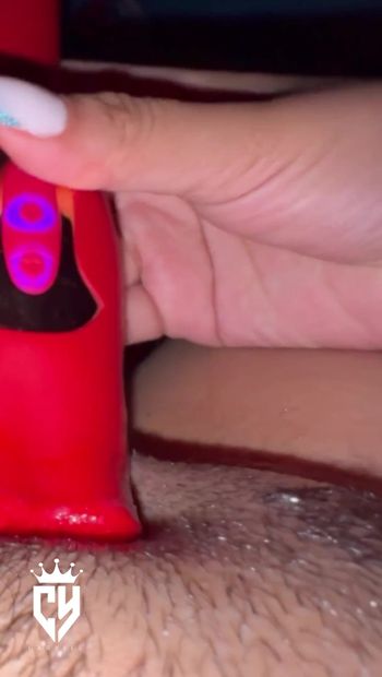 I'm horny and I masturbate with a new dildo, leaving my pussy very wet