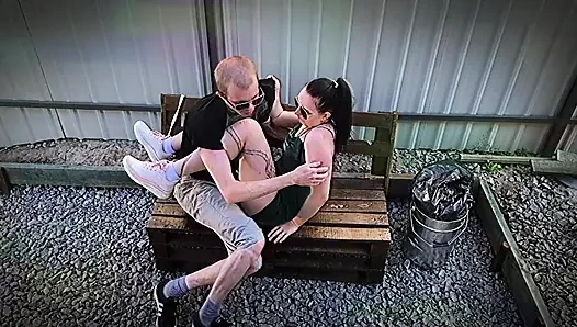 Hardcore public sex outdoors: a couple in the park