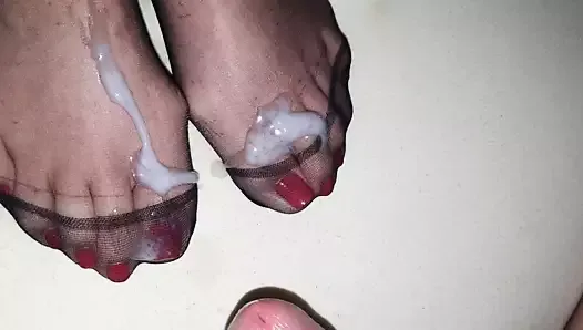 Cum on nylon feet #16