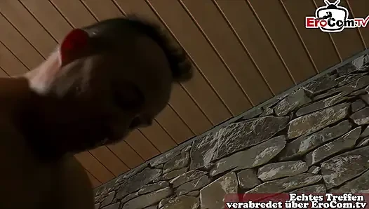 German granny persuaded to have sex on the street